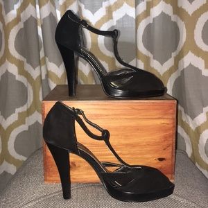 Chinese Laundry Faux Suede Peep-Toe Heels.